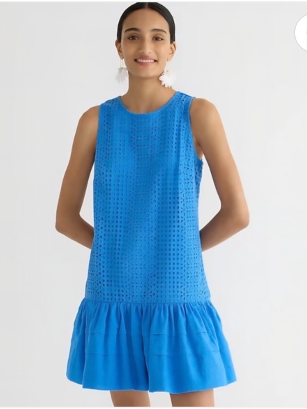 NWT J. Crew Blue Pleated Eyelet Shift Dress